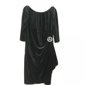 Alex Evenings | Black Velvet Faux Wrap Dress